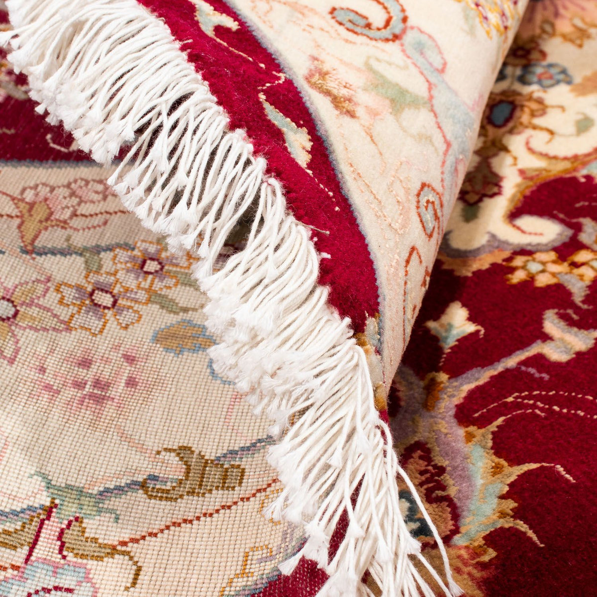 Persisk matta - Tabriz - Royal runt  - 150 x 150 cm - mörkröd