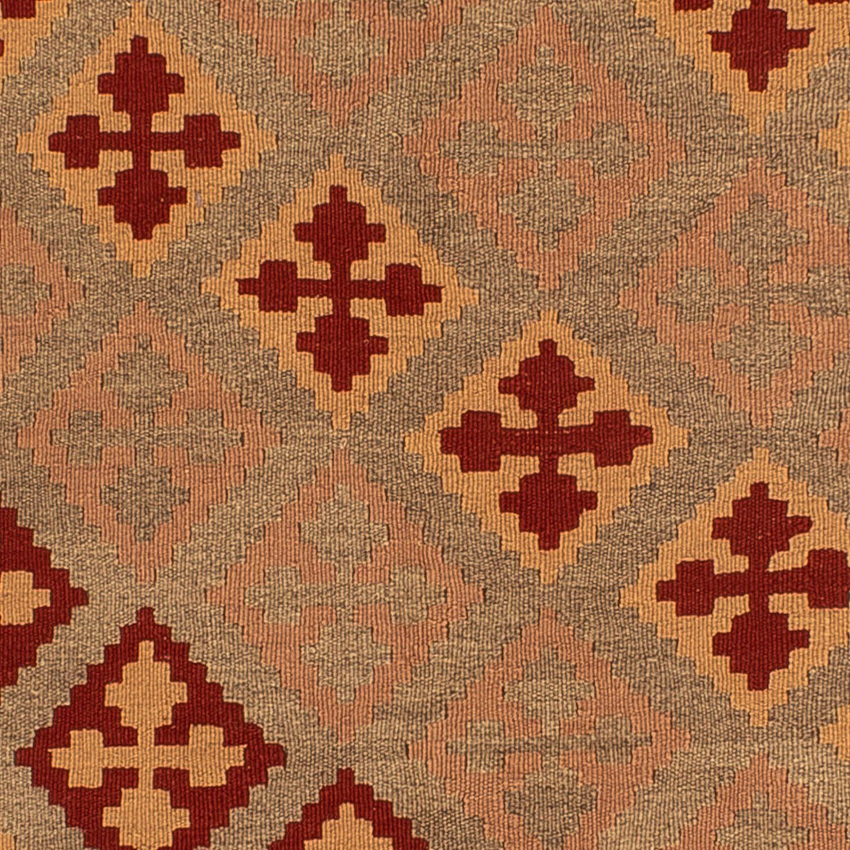 Kelim Carpet - orientalisk matta kvadrat  - 165 x 161 cm - mörkröd