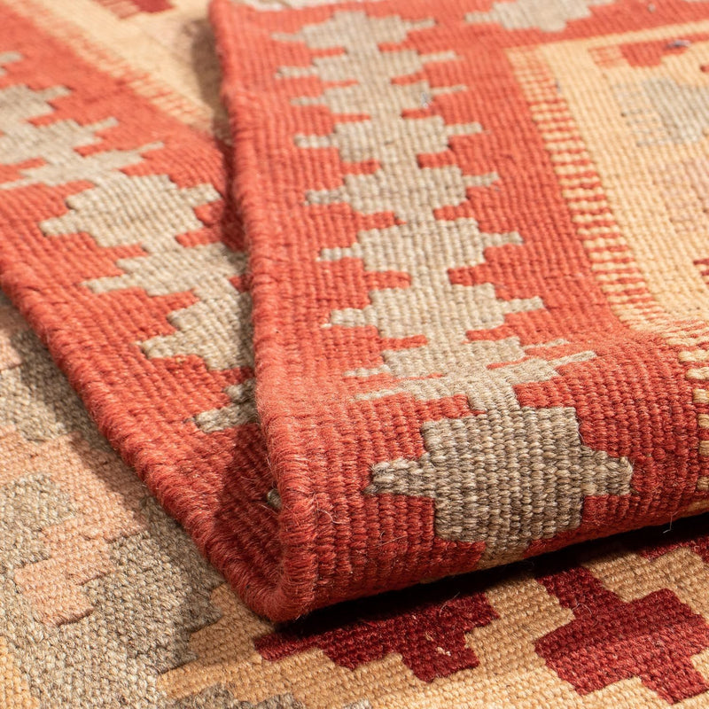 Kelim Carpet - orientalisk matta kvadrat  - 165 x 161 cm - mörkröd