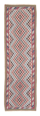 Runner Kelim Carpet - orientalisk matta - 385 x 96 cm - flerfärgad