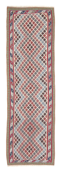 Runner Kelim Carpet - orientalisk matta - 385 x 96 cm - flerfärgad
