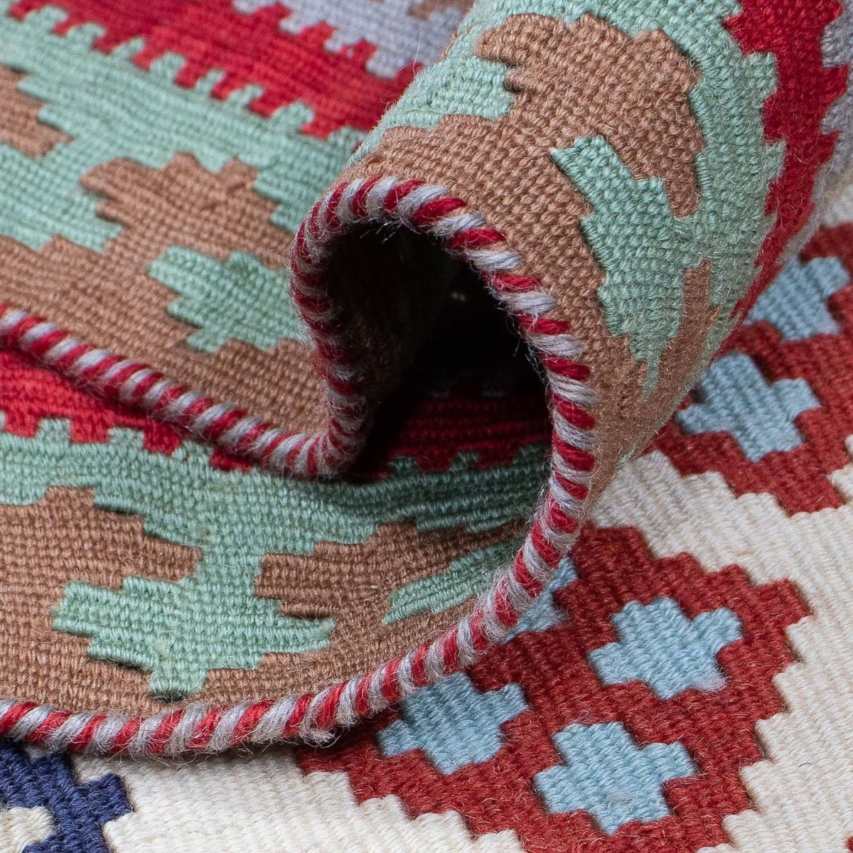 Runner Kelim Carpet - orientalisk matta - 385 x 96 cm - flerfärgad