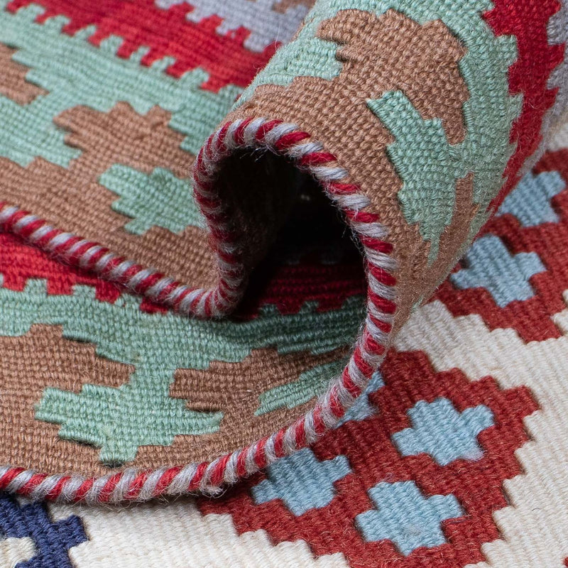 Runner Kelim Carpet - orientalisk matta - 385 x 96 cm - flerfärgad