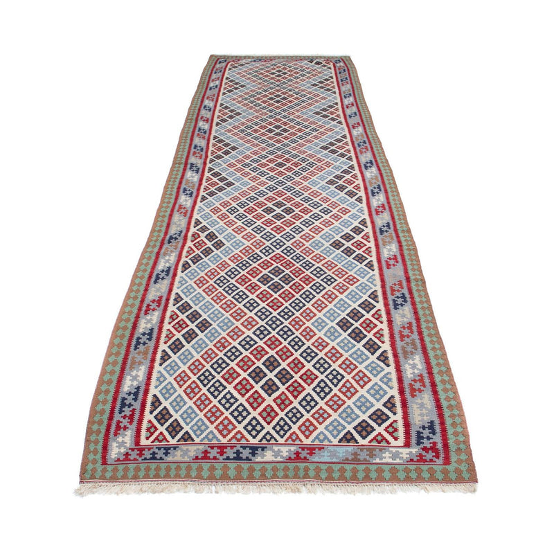 Runner Kelim Carpet - orientalisk matta - 385 x 96 cm - flerfärgad