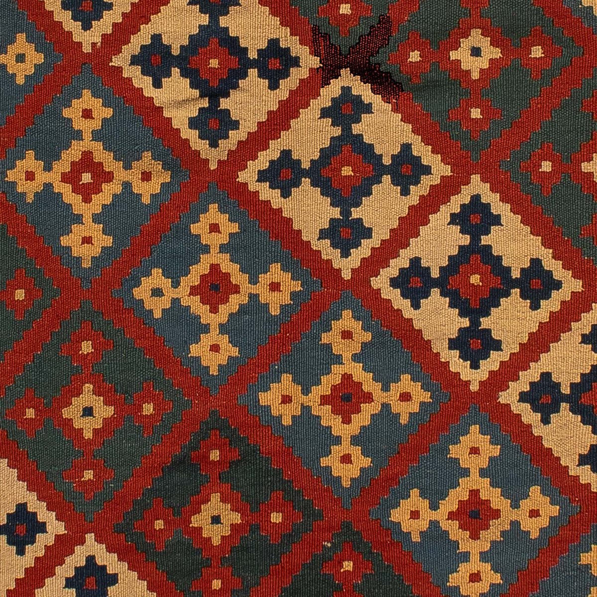 Kelim Carpet - orientalisk matta - 196 x 155 cm - mörkröd