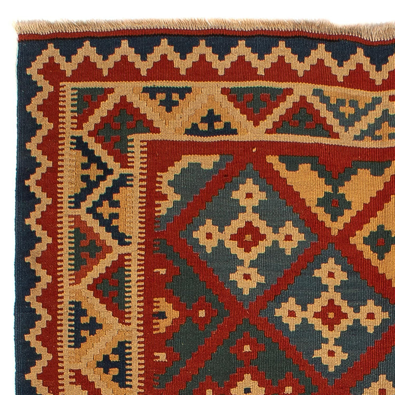 Kelim Carpet - orientalisk matta - 196 x 155 cm - mörkröd