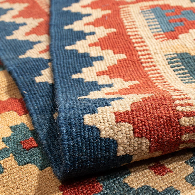 Kelim Carpet - orientalisk matta - 196 x 155 cm - mörkröd