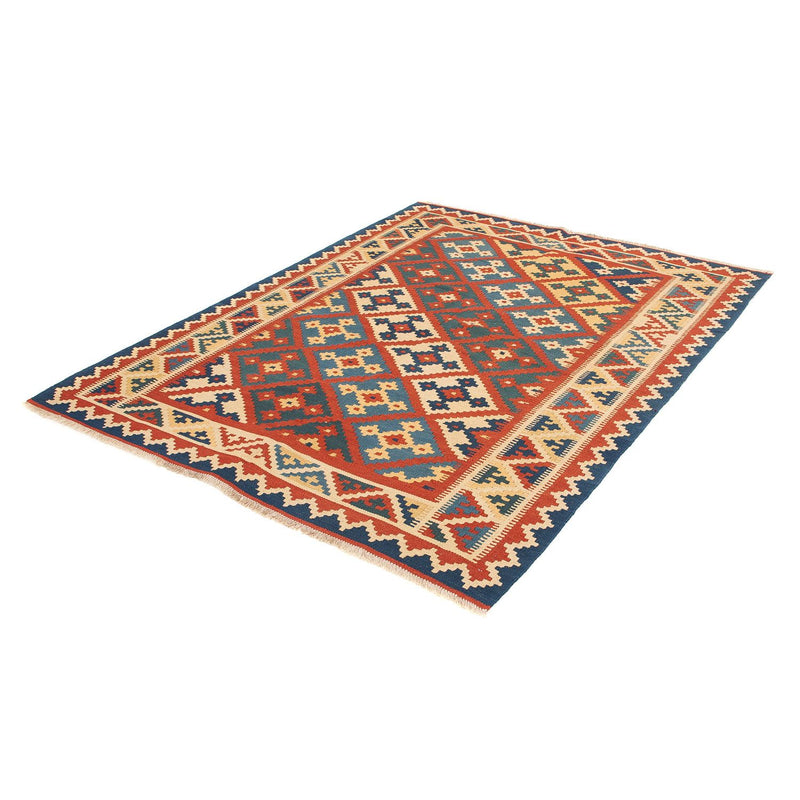 Kelim Carpet - orientalisk matta - 196 x 155 cm - mörkröd