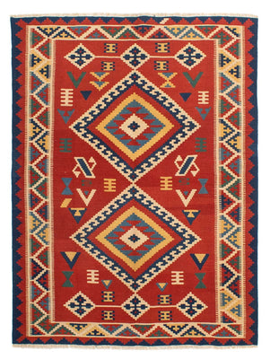 Kelim Carpet - orientalisk matta - 217 x 160 cm - mörkröd