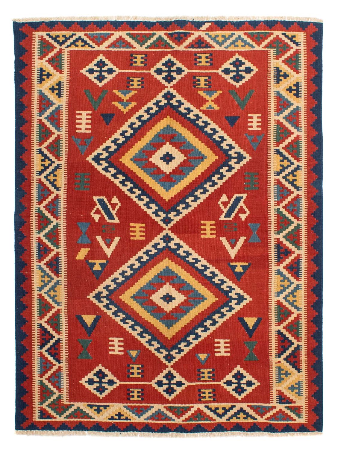 Kelim Carpet - orientalisk matta - 217 x 160 cm - mörkröd