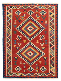 Kelim Carpet - orientalisk matta - 217 x 160 cm - mörkröd