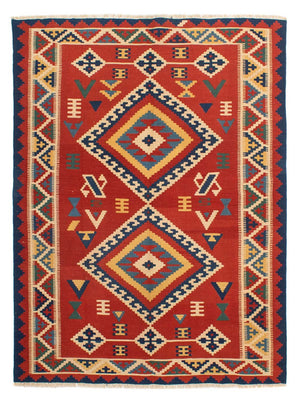 Kelim Carpet - orientalisk matta - 217 x 160 cm - mörkröd