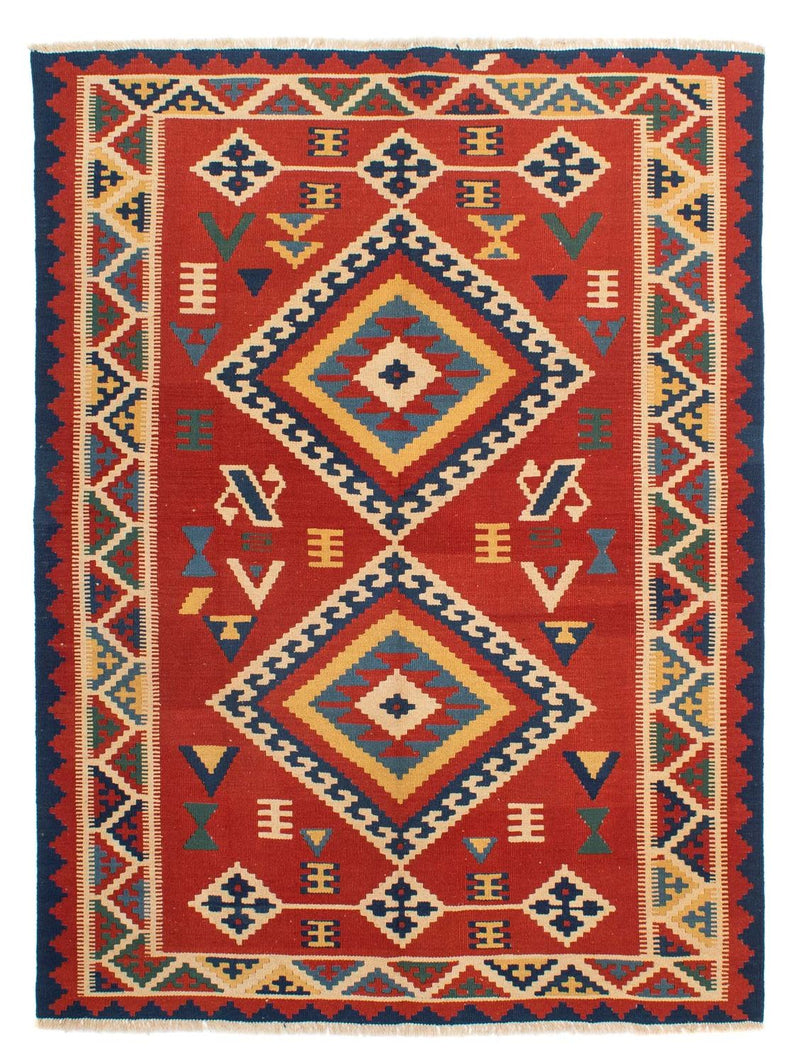 Kelim Carpet - orientalisk matta - 217 x 160 cm - mörkröd