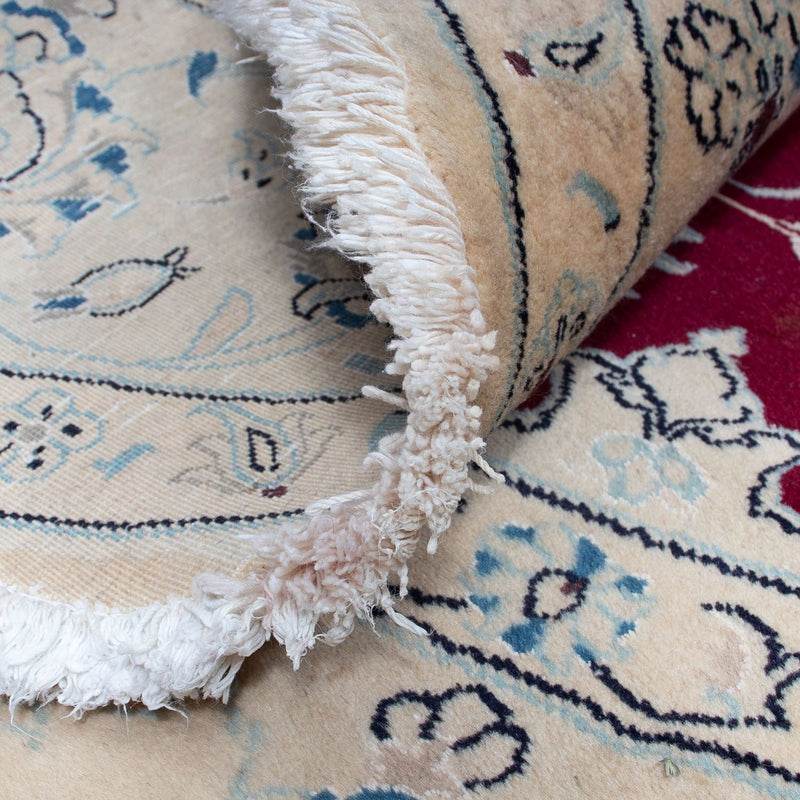 Persisk matta - Nain runt  - 287 x 287 cm - mörkröd