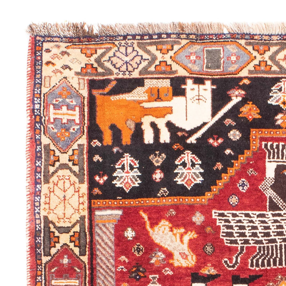 Persisk matta - Nomadic - 155 x 111 cm - mörkröd