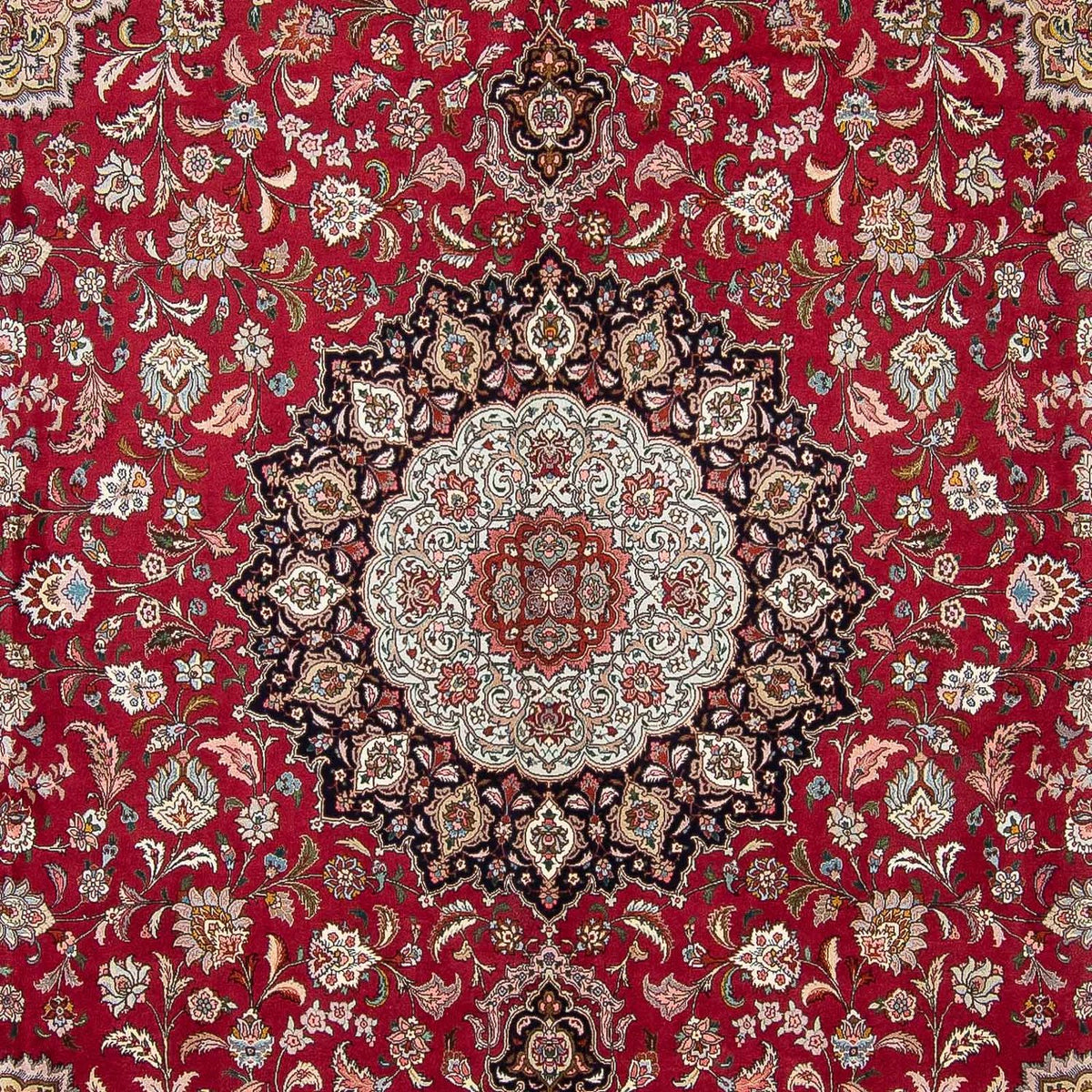Persisk matta - Tabriz kvadrat  - 303 x 300 cm - mörkröd