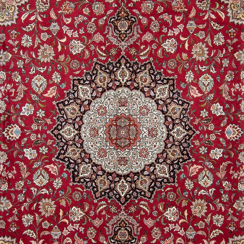 Persisk matta - Tabriz kvadrat  - 303 x 300 cm - mörkröd