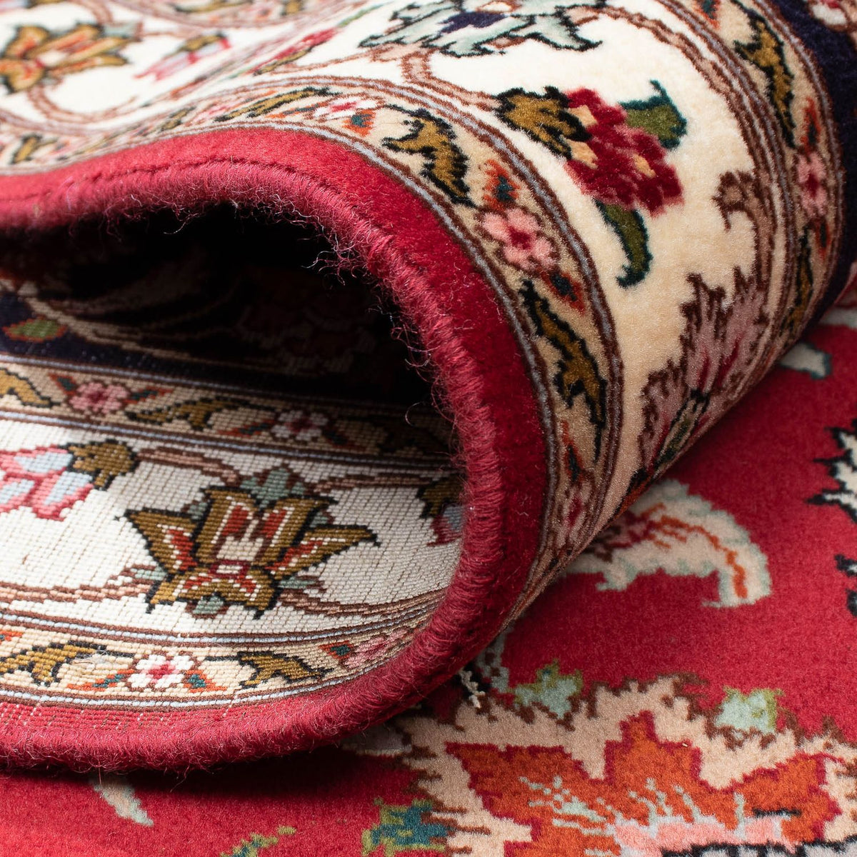 Persisk matta - Tabriz kvadrat  - 303 x 300 cm - mörkröd