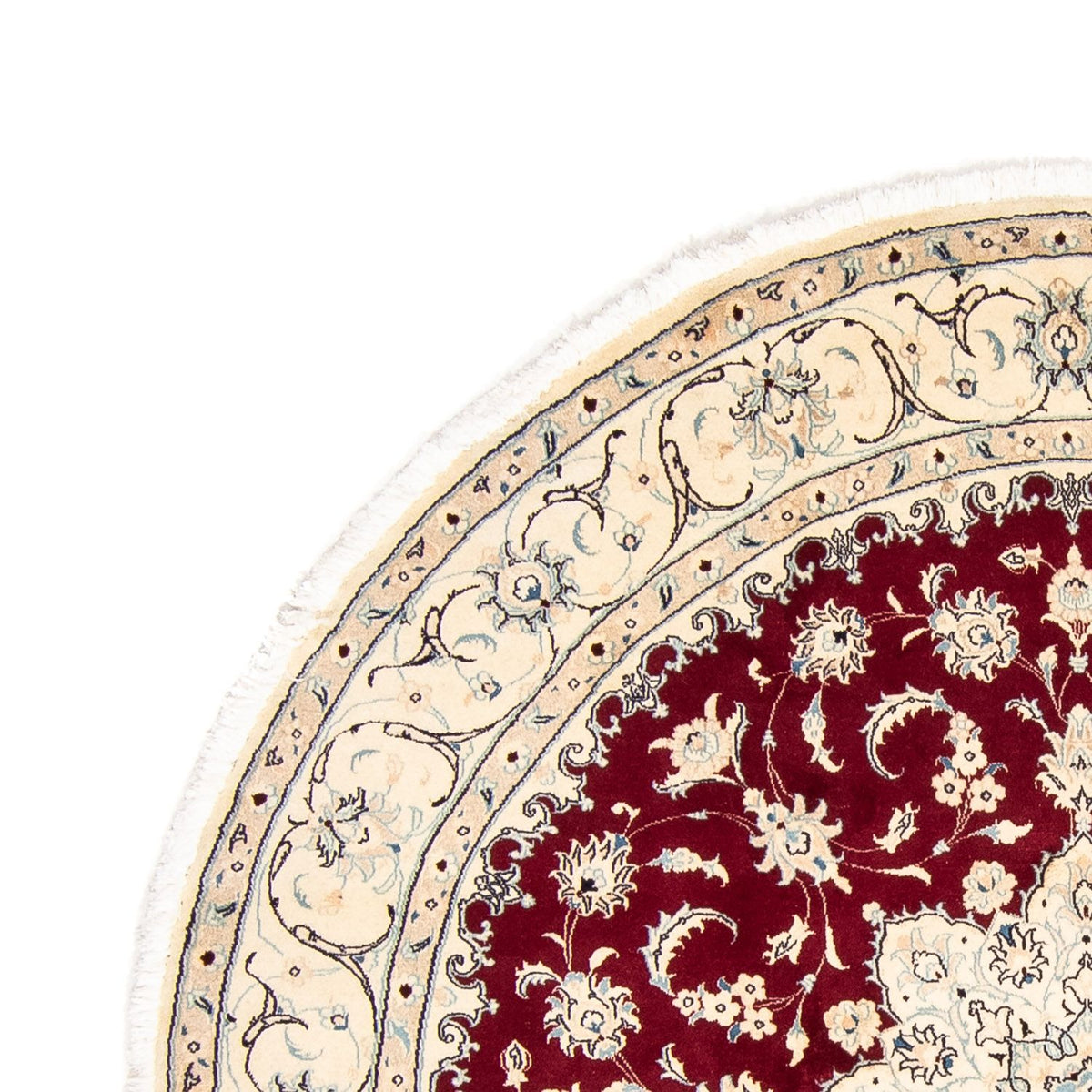Persisk matta - Nain runt  - 245 x 245 cm - mörkröd