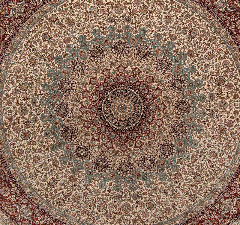 Oriental Carpet - Hereke runt  - 215 x 215 cm - ljusbrun