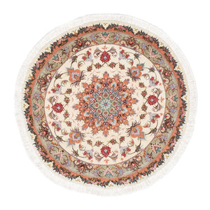 Persisk matta - Tabriz - Royal runt  - 100 x 100 cm - beige