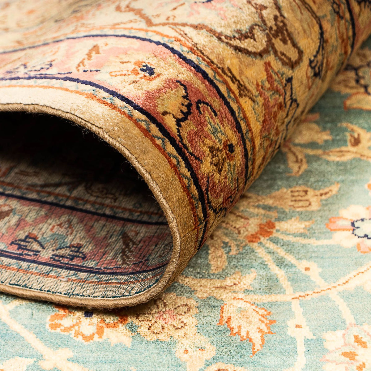 Silk Carpet - Ghom Silk - Premium - 216 x 132 cm - mörkblå