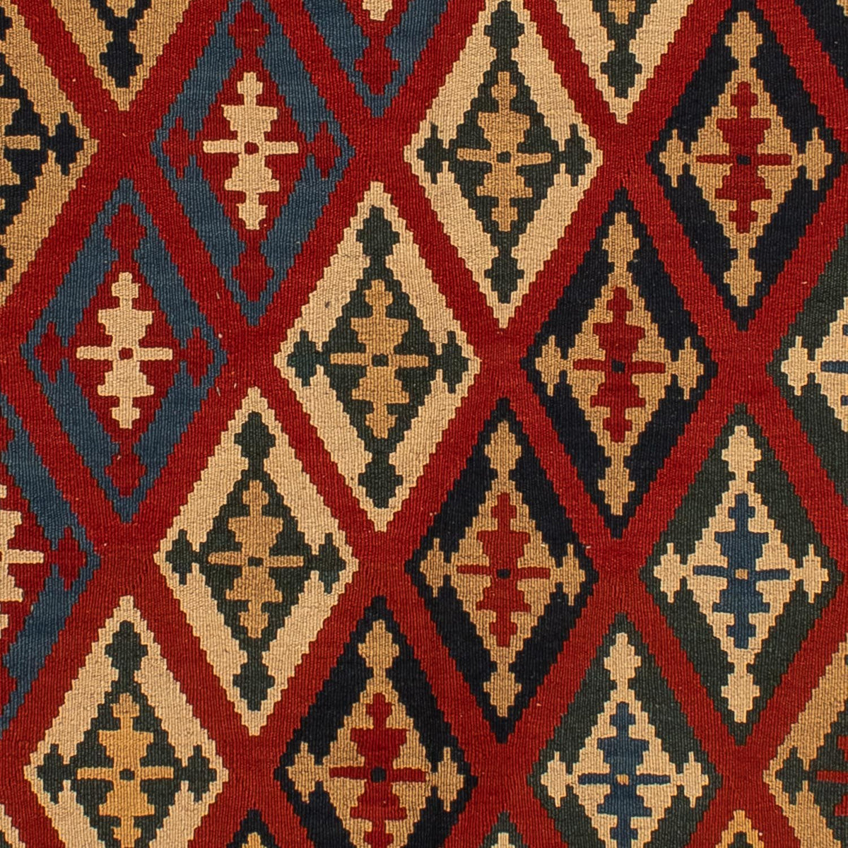 Kelim Carpet - orientalisk matta - 209 x 154 cm - mörkröd
