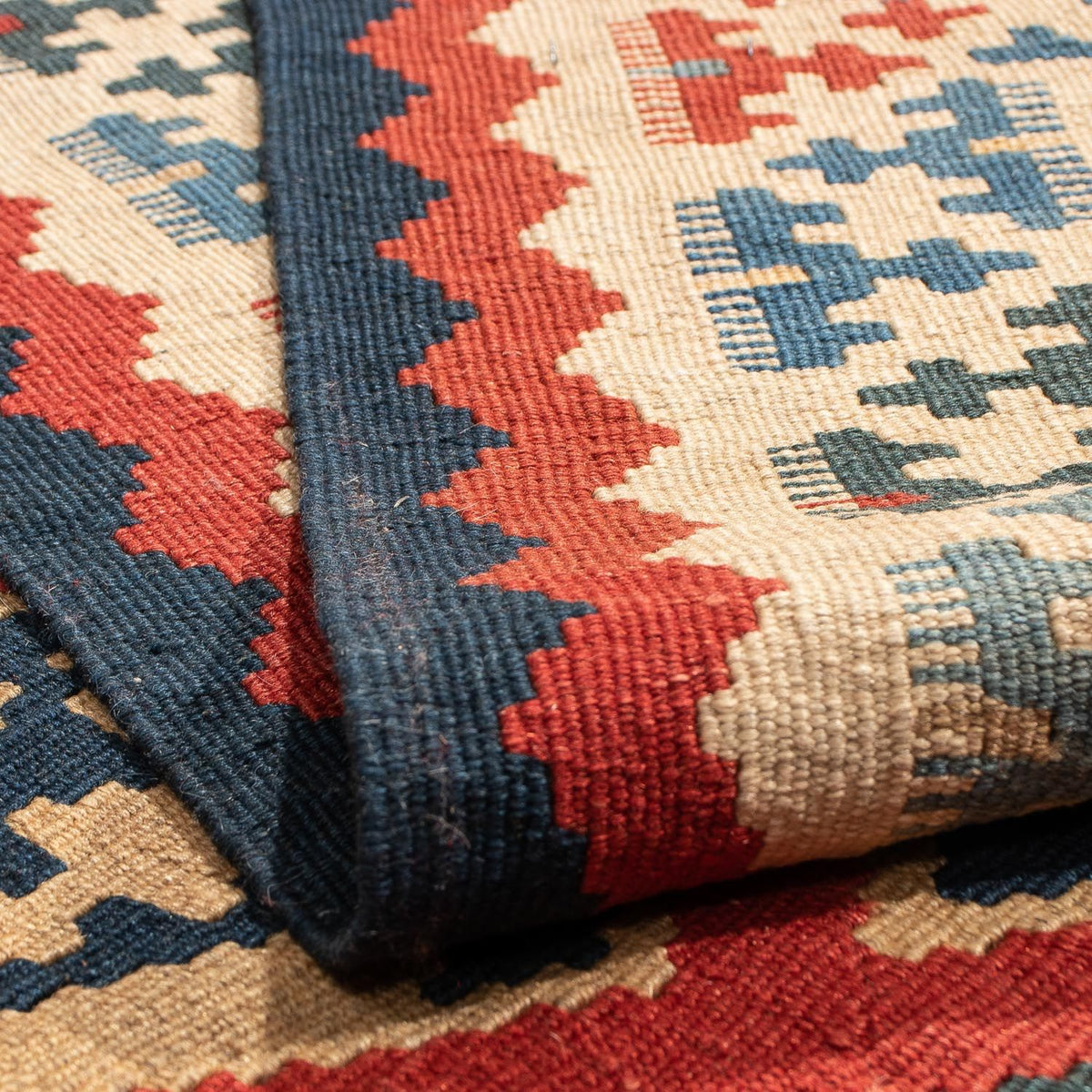 Kelim Carpet - orientalisk matta - 209 x 154 cm - mörkröd