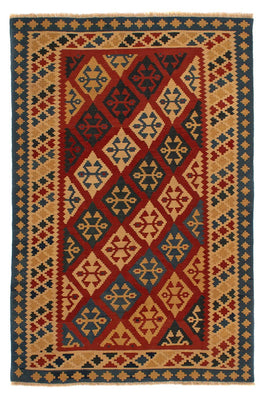 Kelim Carpet - orientalisk matta - 217 x 142 cm - mörkröd