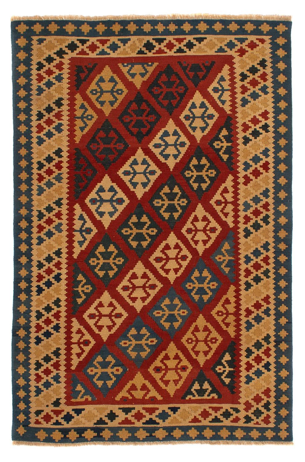Kelim Carpet - orientalisk matta - 217 x 142 cm - mörkröd