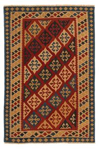 Kelim Carpet - orientalisk matta - 217 x 142 cm - mörkröd