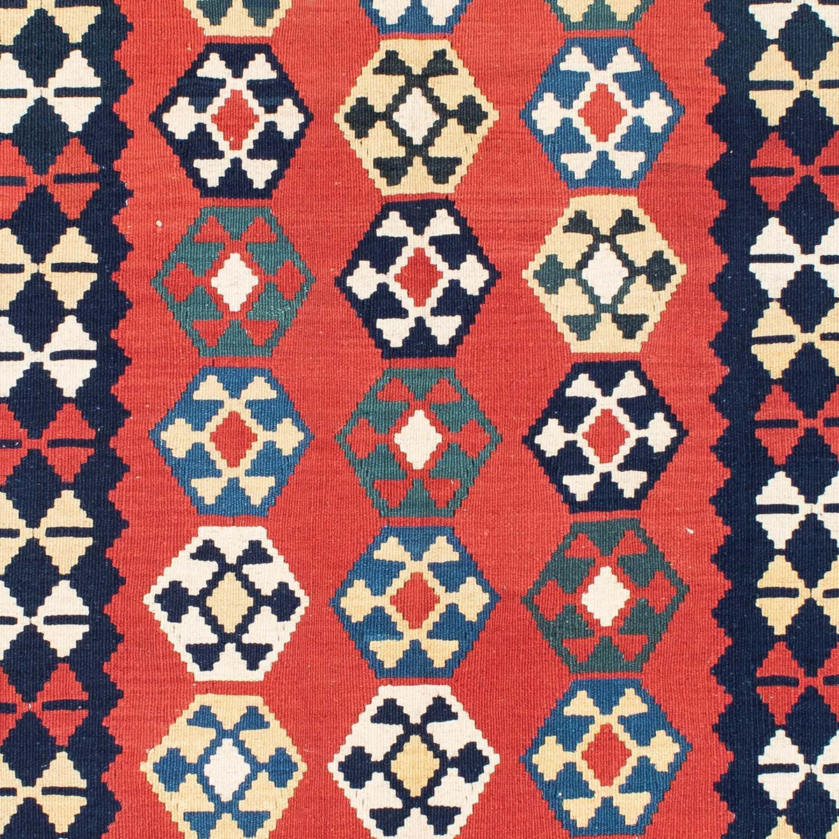 Kelim Carpet - orientalisk matta - 195 x 156 cm - röd