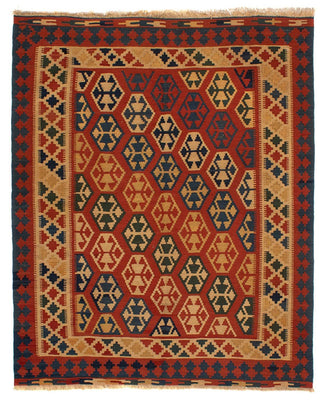 Kelim Carpet - orientalisk matta - 181 x 155 cm - mörkröd