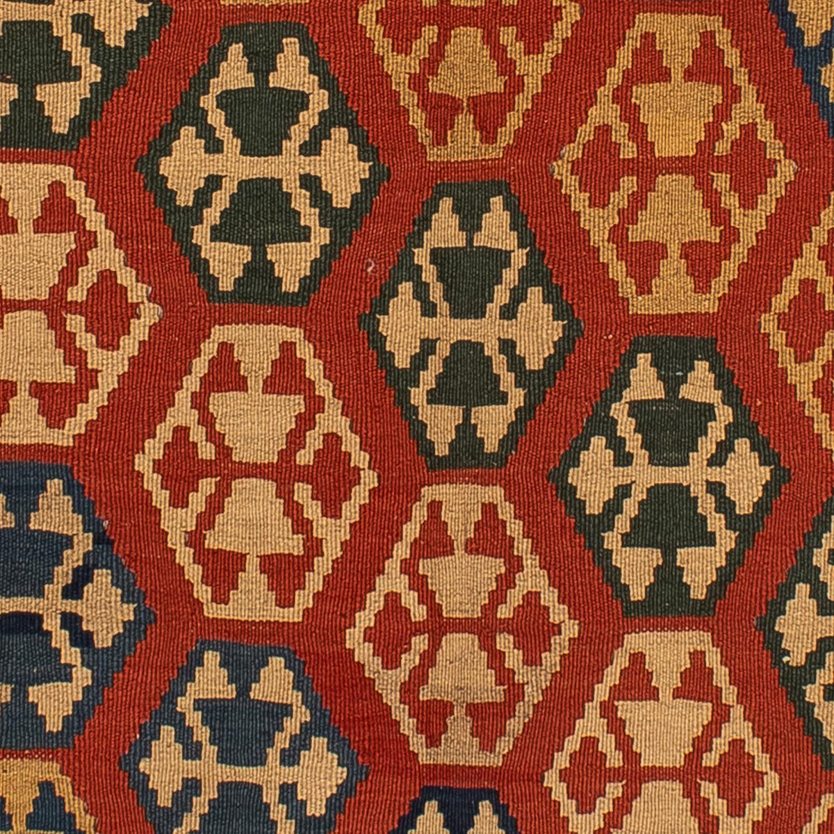 Kelim Carpet - orientalisk matta - 181 x 155 cm - mörkröd