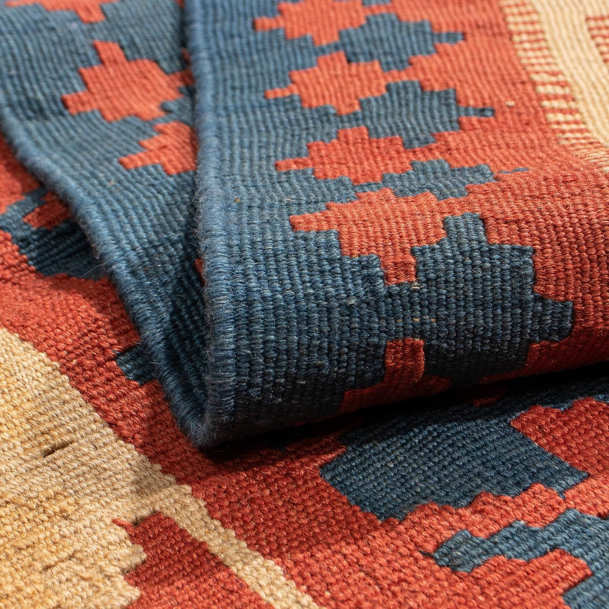 Kelim Carpet - orientalisk matta - 181 x 155 cm - mörkröd