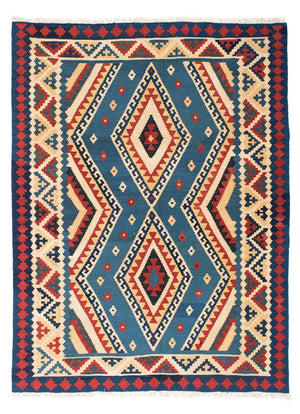 Kelim Carpet - orientalisk matta - 193 x 152 cm - blå