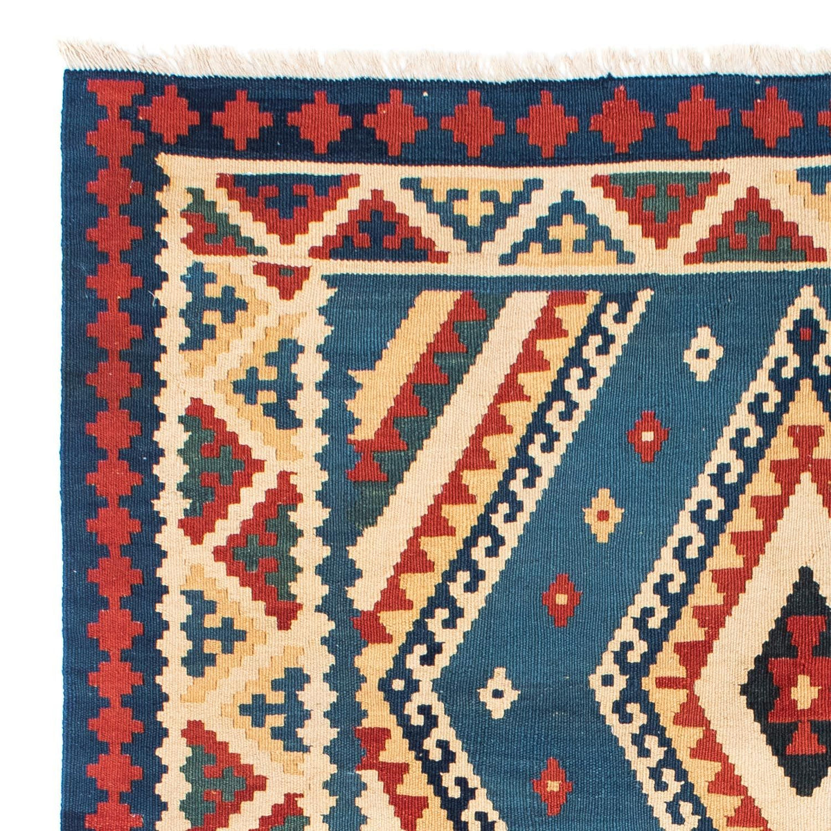 Kelim Carpet - orientalisk matta - 193 x 152 cm - blå