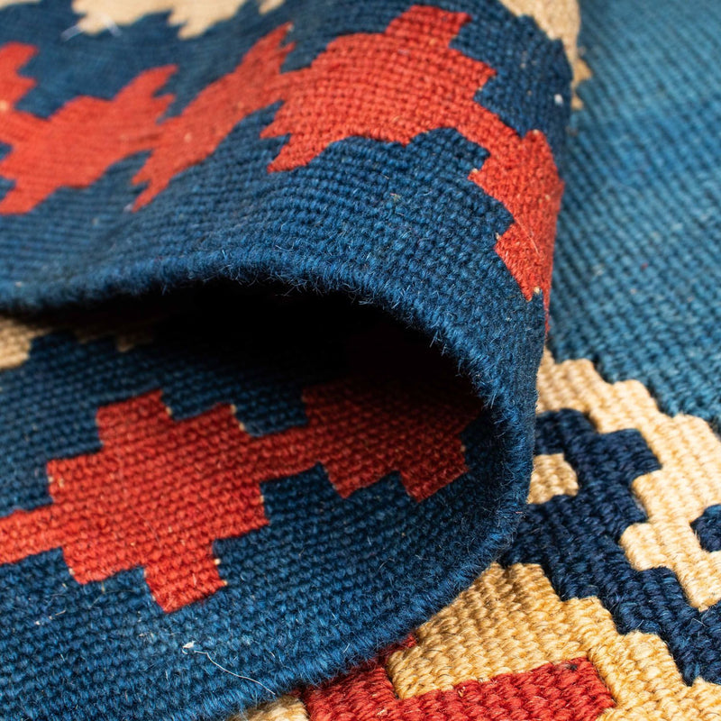 Kelim Carpet - orientalisk matta - 193 x 152 cm - blå