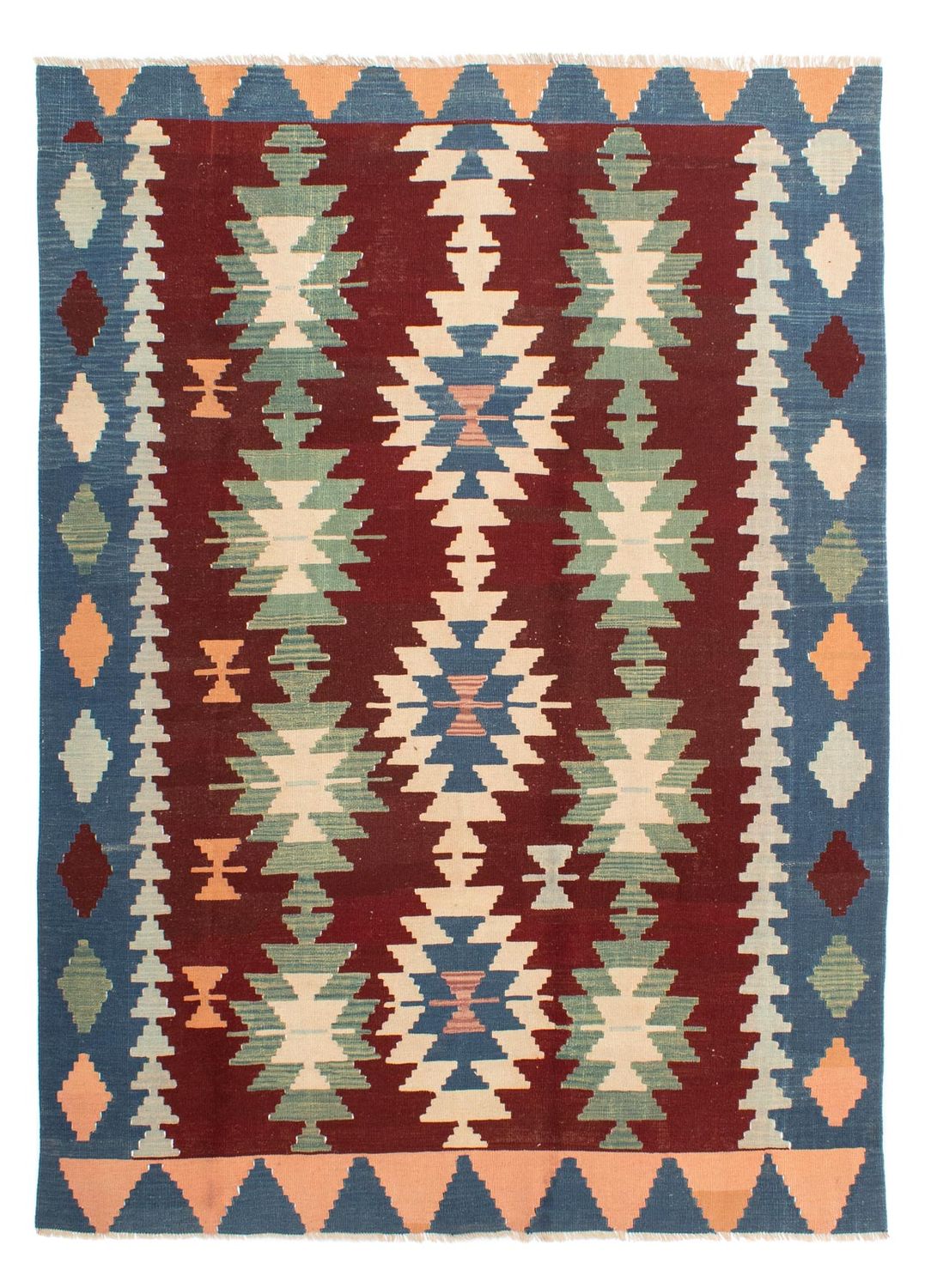 Kelim Carpet - orientalisk matta - 265 x 190 cm - mörkröd