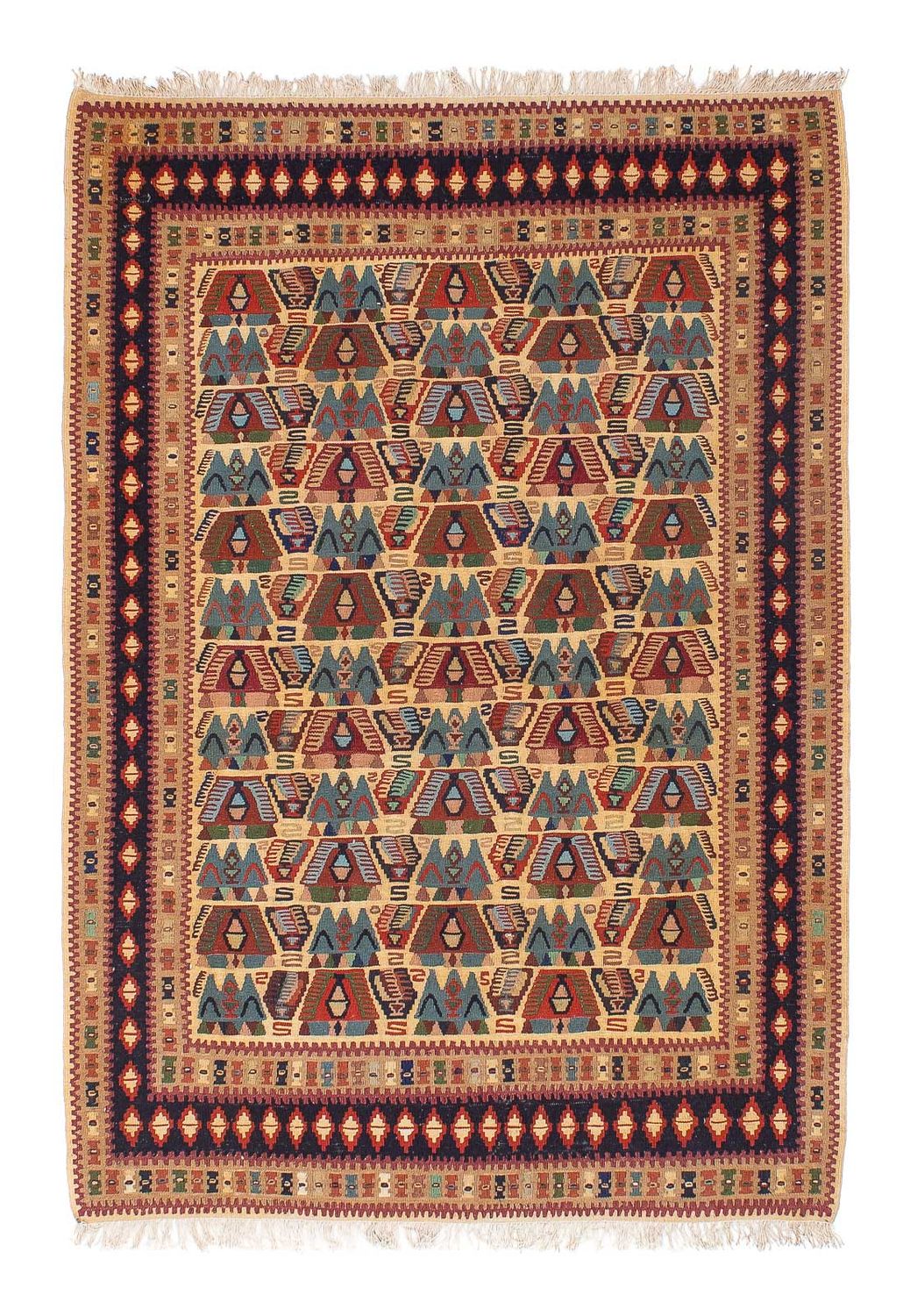 Kelim Carpet - orientalisk matta - 158 x 108 cm - ljusbrun