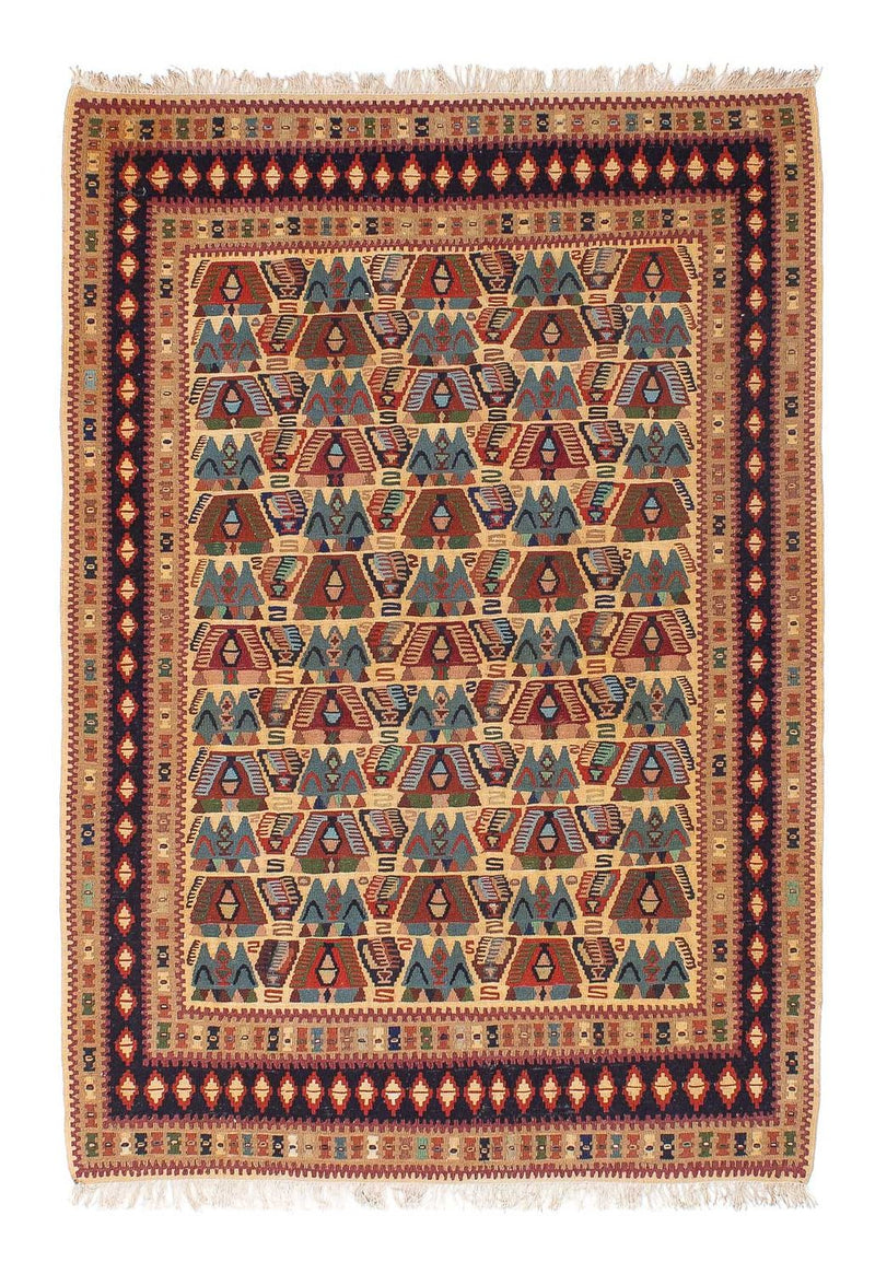 Kelim Carpet - orientalisk matta - 158 x 108 cm - ljusbrun