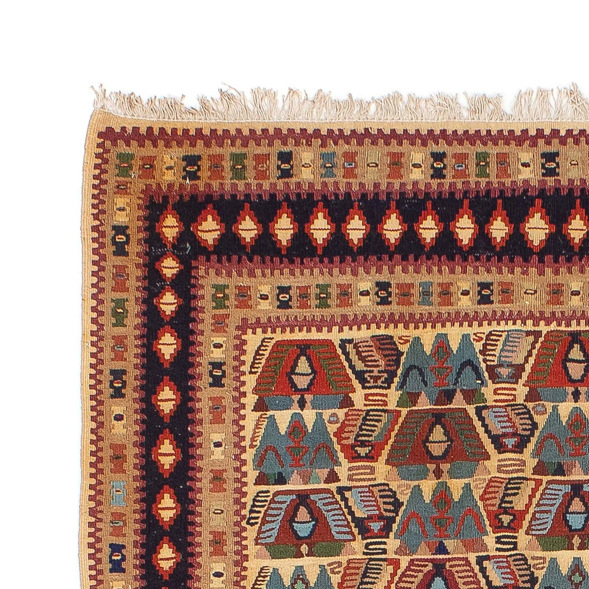 Kelim Carpet - orientalisk matta - 158 x 108 cm - ljusbrun