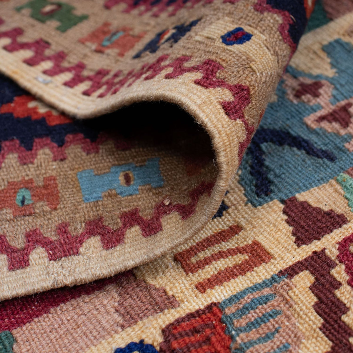 Kelim Carpet - orientalisk matta - 158 x 108 cm - ljusbrun