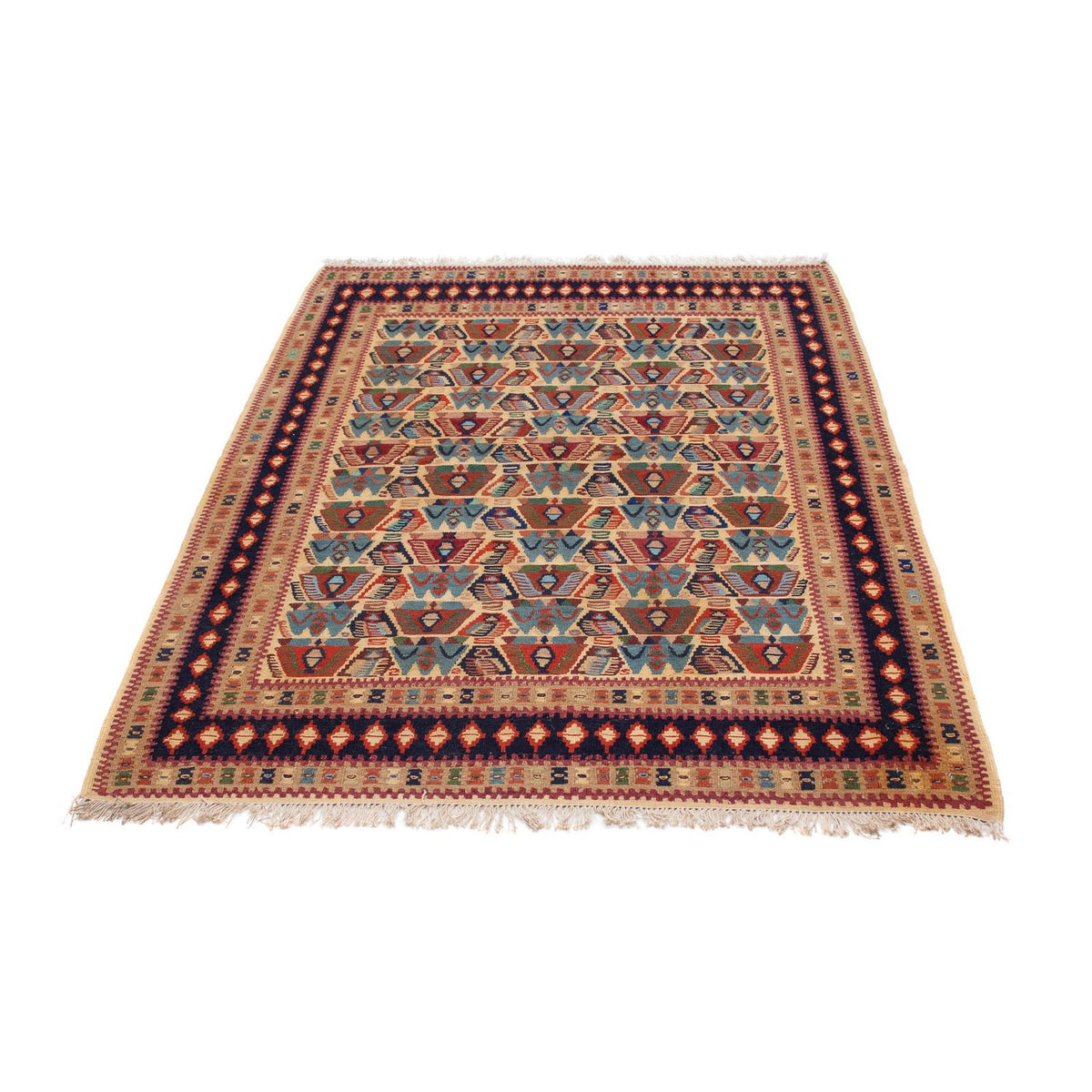 Kelim Carpet - orientalisk matta - 158 x 108 cm - ljusbrun