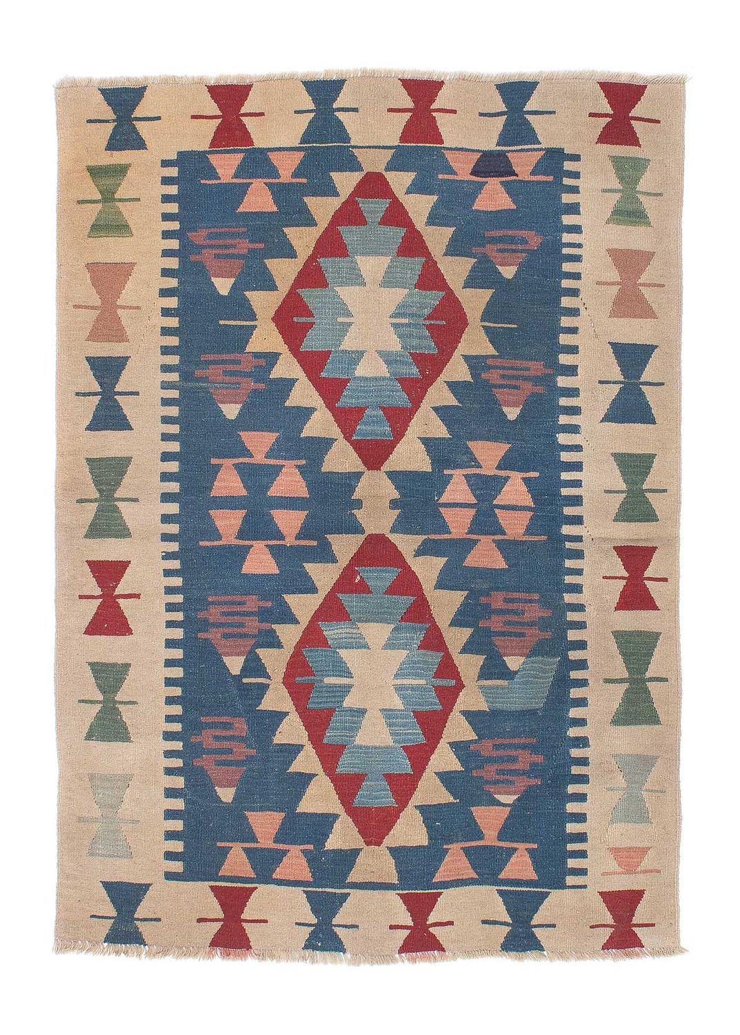 Kelim Carpet - orientalisk matta - 160 x 115 cm - blå