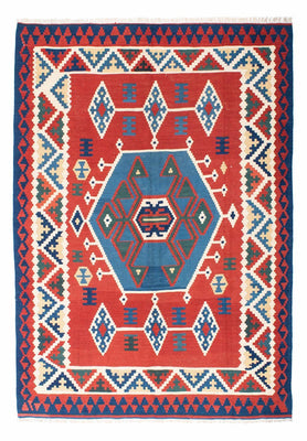 Kelim Carpet - orientalisk matta - 208 x 160 cm - röd
