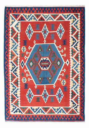Kelim Carpet - orientalisk matta - 208 x 160 cm - röd