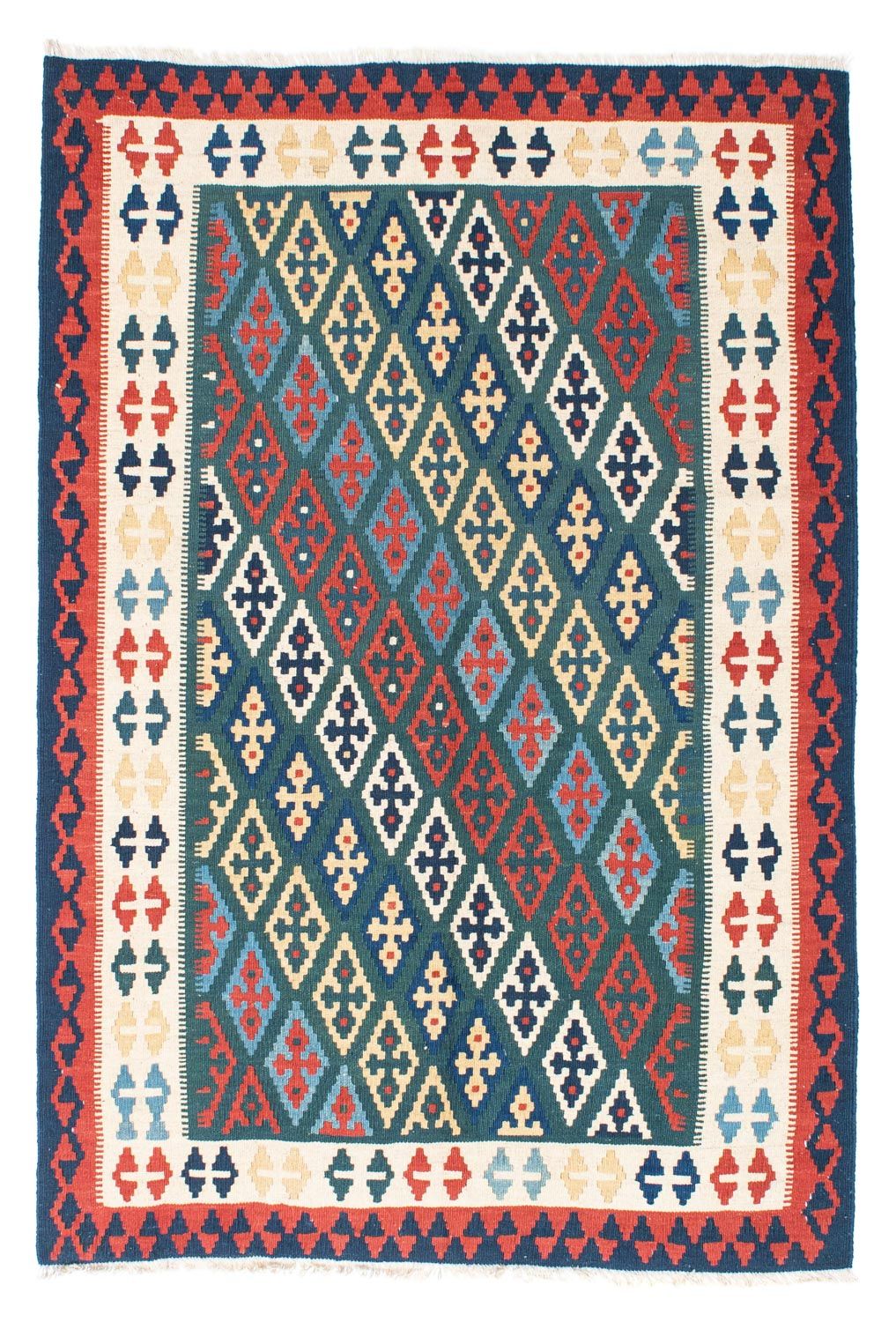 Kelim Carpet - orientalisk matta - 193 x 131 cm - blå