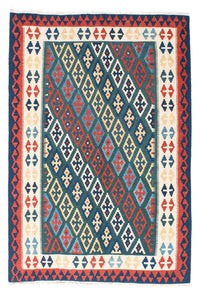 Kelim Carpet - orientalisk matta - 193 x 131 cm - blå