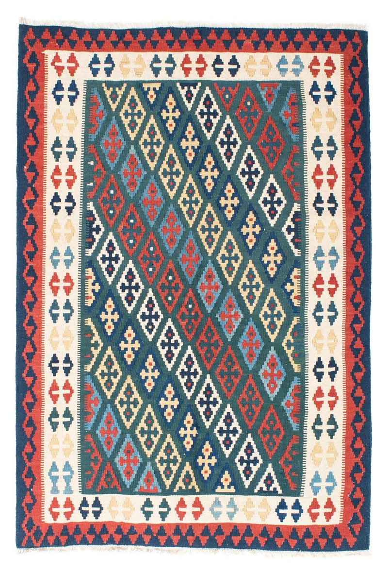 Kelim Carpet - orientalisk matta - 193 x 131 cm - blå